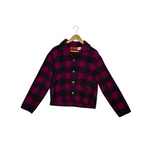 LD BURKE of SANTA FE Wool Blend Pink & Black Button Front Jacket Size Small